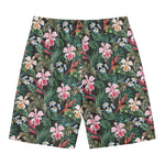 Vintage Tropical Exotic Hawaiian Print Men's Swim Trunks