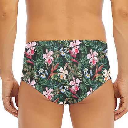 Vintage Tropical Exotic Hawaiian Print Men's Triangle Swim Briefs