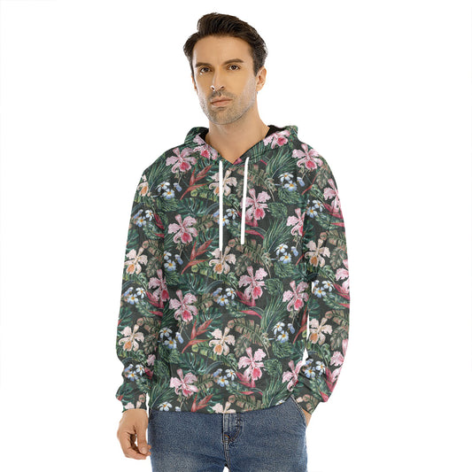 Vintage Tropical Exotic Hawaiian Print Men's Velvet Pullover Hoodie