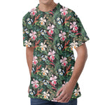 Vintage Tropical Exotic Hawaiian Print Men's Velvet T-Shirt