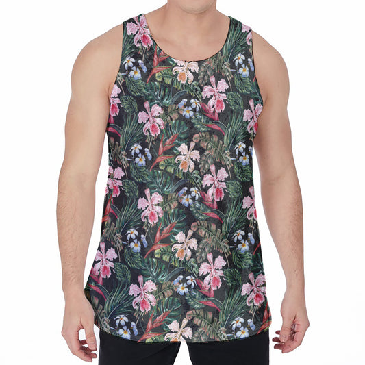 Vintage Tropical Exotic Hawaiian Print Men's Velvet Tank Top