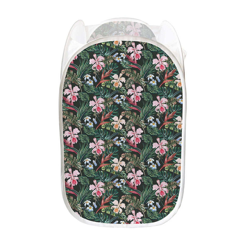 Vintage Tropical Exotic Hawaiian Print Mesh Laundry Hamper