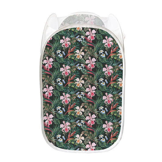 Vintage Tropical Exotic Hawaiian Print Mesh Laundry Hamper