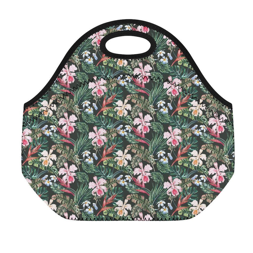 Vintage Tropical Exotic Hawaiian Print Neoprene Lunch Bag