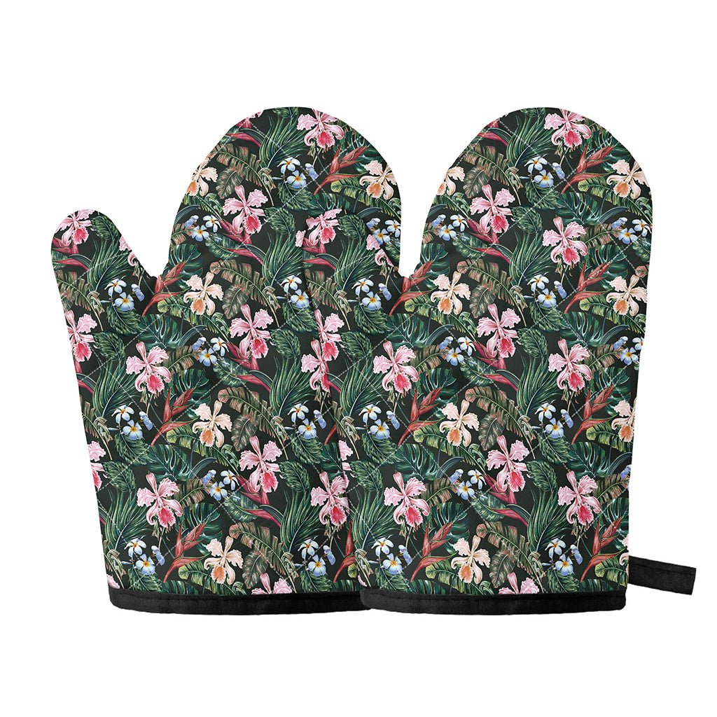 Vintage Tropical Exotic Hawaiian Print Oven Mitts