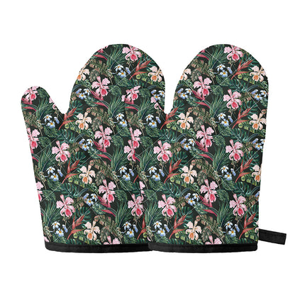 Vintage Tropical Exotic Hawaiian Print Oven Mitts
