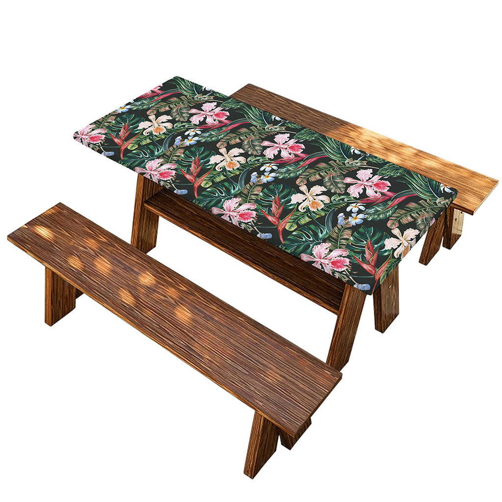 Vintage Tropical Exotic Hawaiian Print Picnic Table Cover