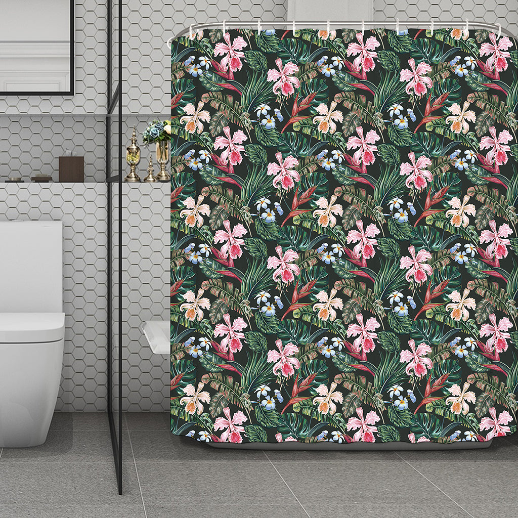 Vintage Tropical Exotic Hawaiian Print Polyester Shower Curtain
