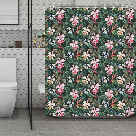 Vintage Tropical Exotic Hawaiian Print Polyester Shower Curtain