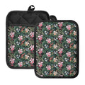 Vintage Tropical Exotic Hawaiian Print Pot Holders With Pocket