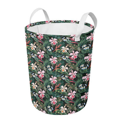 Vintage Tropical Exotic Hawaiian Print Round Laundry Basket