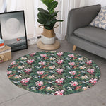 Vintage Tropical Exotic Hawaiian Print Round Rug