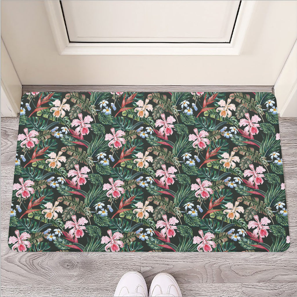 Vintage Tropical Exotic Hawaiian Print Rubber Doormat