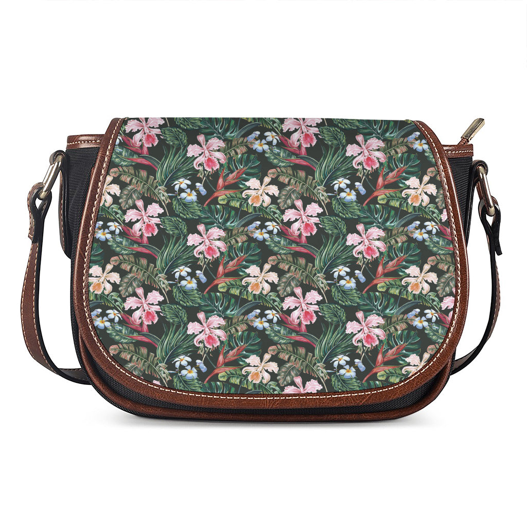 Vintage Tropical Exotic Hawaiian Print Saddle Bag