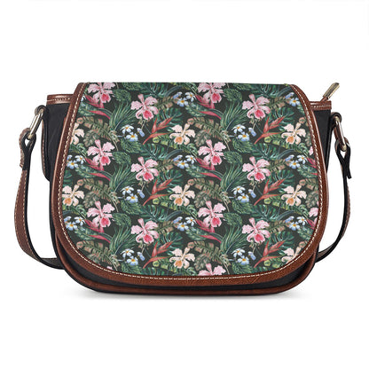 Vintage Tropical Exotic Hawaiian Print Saddle Bag