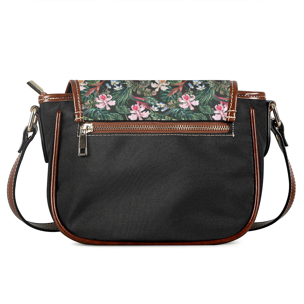 Vintage Tropical Exotic Hawaiian Print Saddle Bag