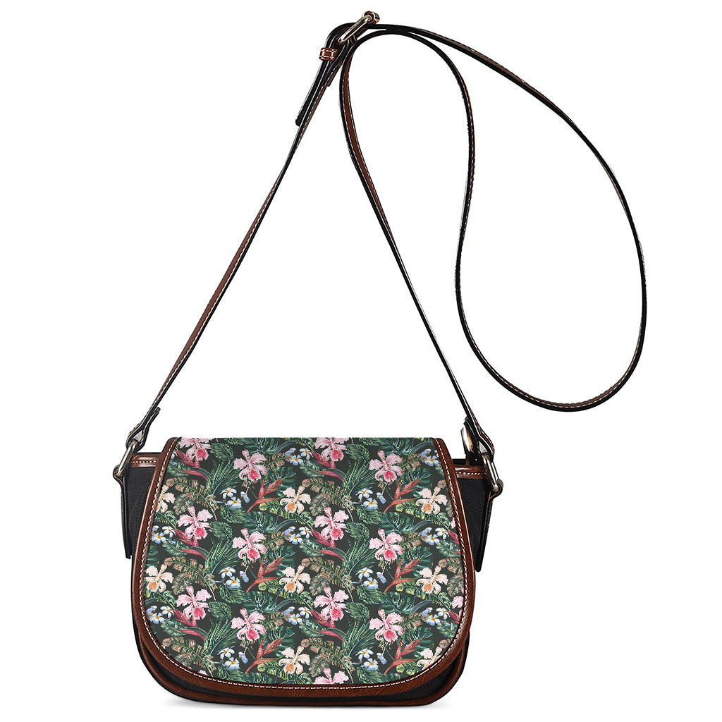 Vintage Tropical Exotic Hawaiian Print Saddle Bag