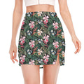 Vintage Tropical Exotic Hawaiian Print Side Slit Mini Skirt