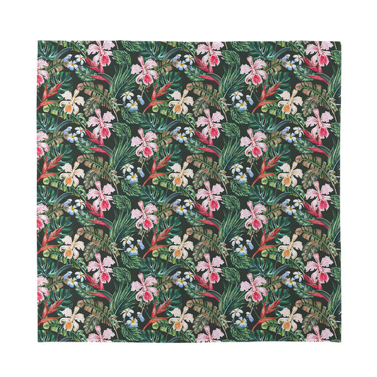 Vintage Tropical Exotic Hawaiian Print Silk Bandana