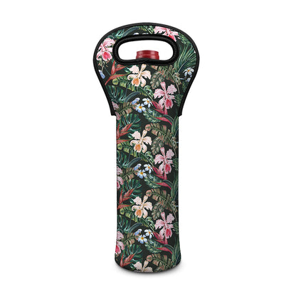 Vintage Tropical Exotic Hawaiian Print Single Neoprene Wine Tote