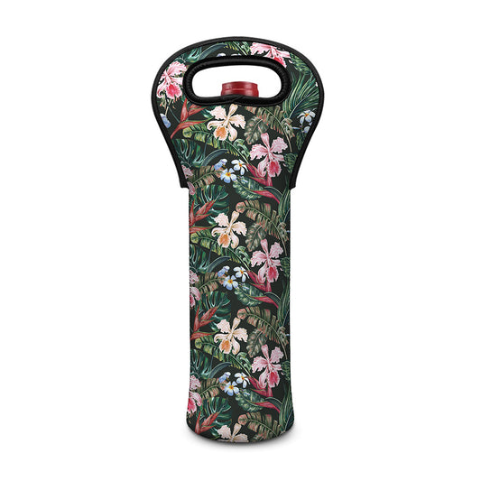 Vintage Tropical Exotic Hawaiian Print Single Neoprene Wine Tote