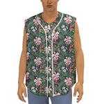 Vintage Tropical Exotic Hawaiian Print Sleeveless Baseball Jersey