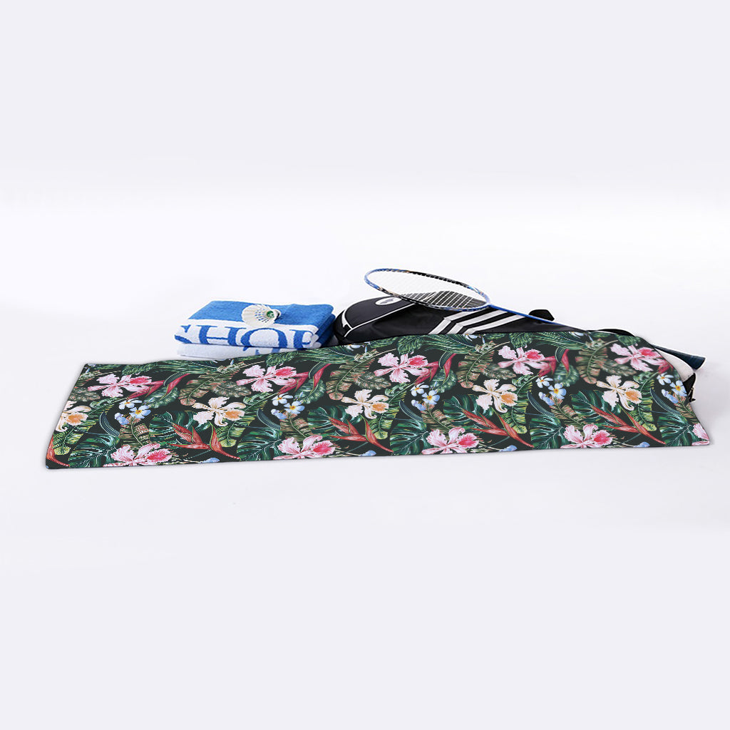 Vintage Tropical Exotic Hawaiian Print Sports Towel