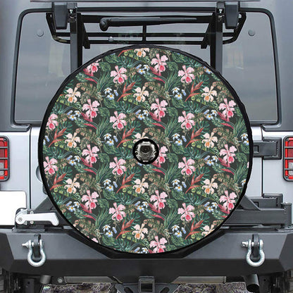 Vintage Tropical Exotic Hawaiian Print Tire Cover With Camera Hole