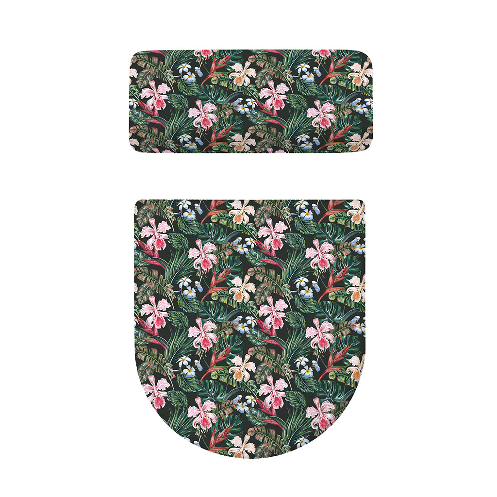 Vintage Tropical Exotic Hawaiian Print Toilet Lid And Tank Cover Set