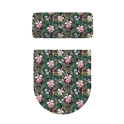 Vintage Tropical Exotic Hawaiian Print Toilet Lid And Tank Cover Set