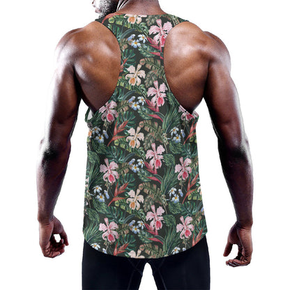 Vintage Tropical Exotic Hawaiian Print Training Tank Top