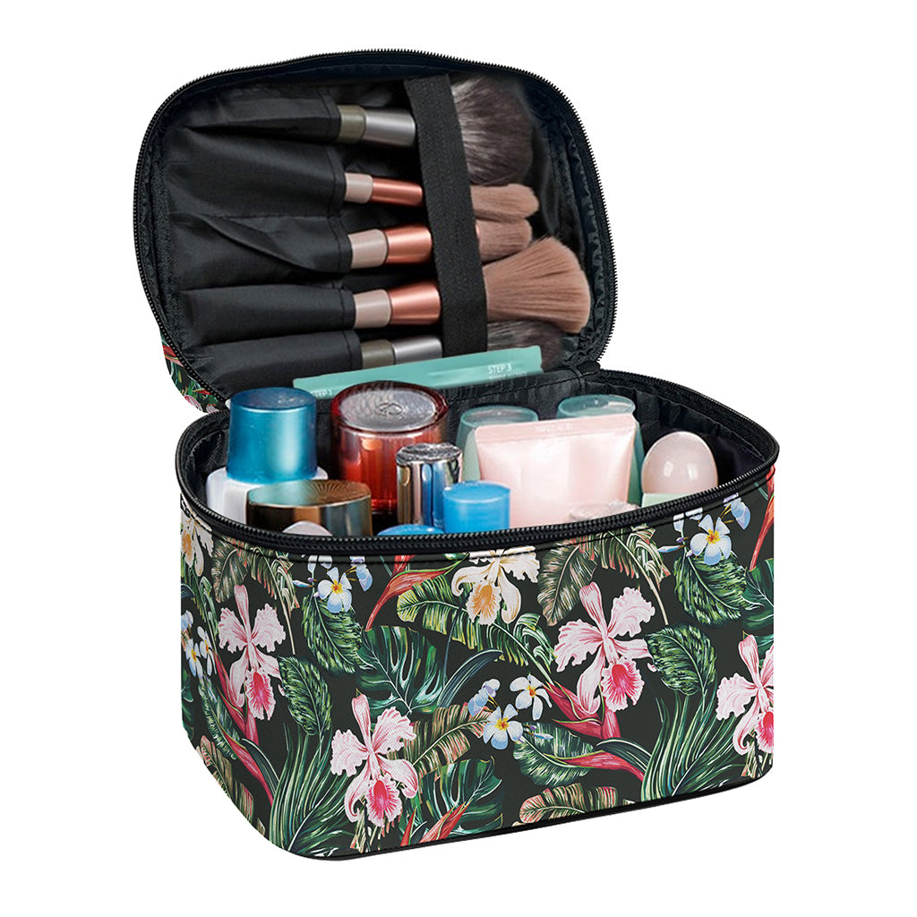 Vintage Tropical Exotic Hawaiian Print Travel Makeup Bag