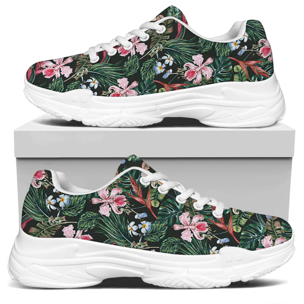 Vintage Tropical Exotic Hawaiian Print White Chunky Shoes