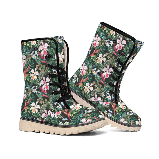 Vintage Tropical Exotic Hawaiian Print Winter Boots
