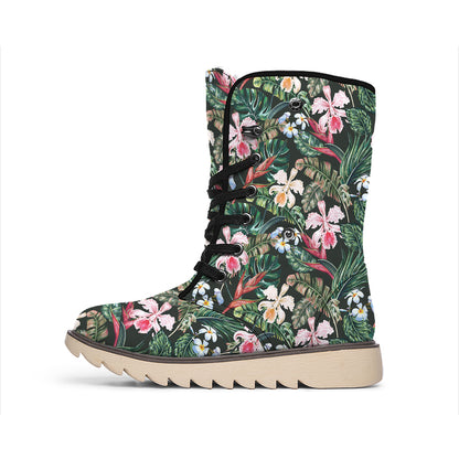 Vintage Tropical Exotic Hawaiian Print Winter Boots