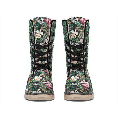 Vintage Tropical Exotic Hawaiian Print Winter Boots