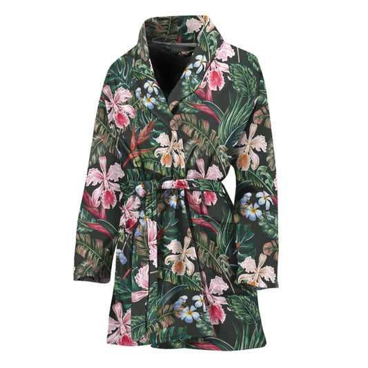 Vintage Tropical Exotic Hawaiian Print Women's Bathrobe