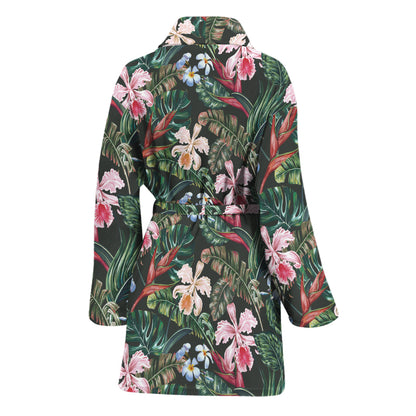 Vintage Tropical Exotic Hawaiian Print Women's Bathrobe