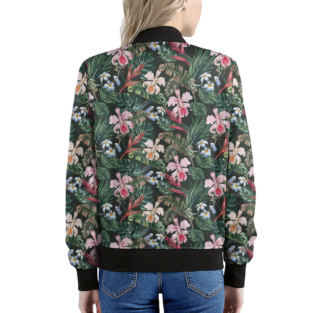 Vintage Tropical Exotic Hawaiian Print Women's Bomber Jacket