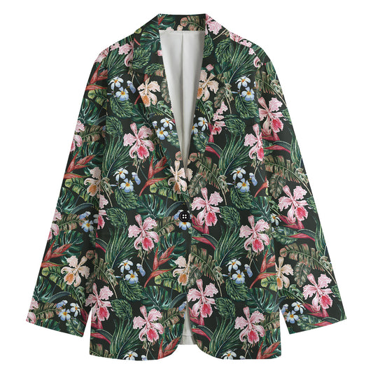 Vintage Tropical Exotic Hawaiian Print Women's Cotton Blazer