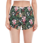 Vintage Tropical Exotic Hawaiian Print Women's Split Running Shorts