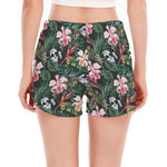 Vintage Tropical Exotic Hawaiian Print Women's Split Running Shorts