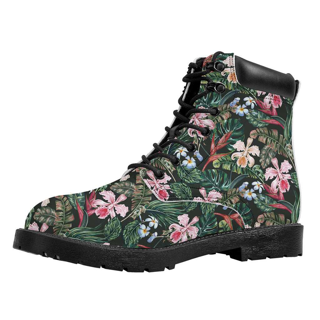 Vintage Tropical Exotic Hawaiian Print Work Boots