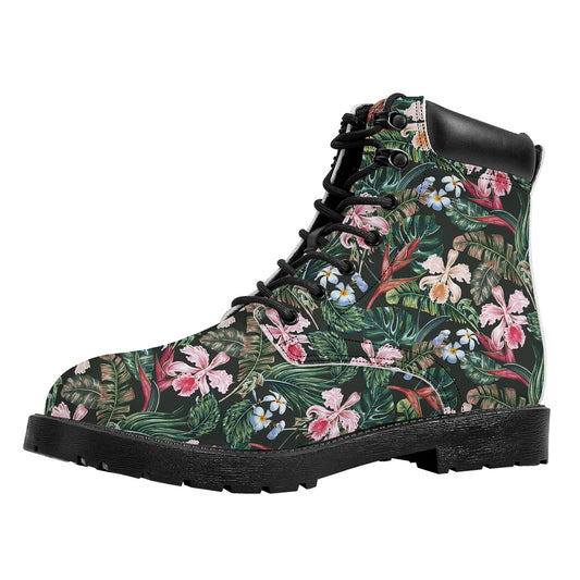 Vintage Tropical Exotic Hawaiian Print Work Boots
