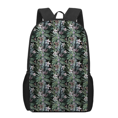Vintage Tropical Floral Print 17 Inch Backpack