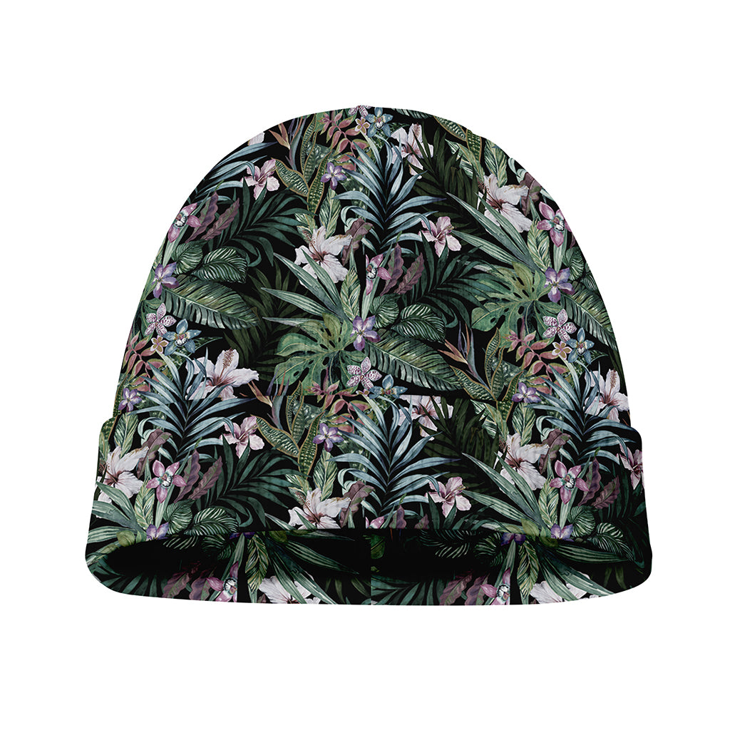 Vintage Tropical Floral Print Beanie