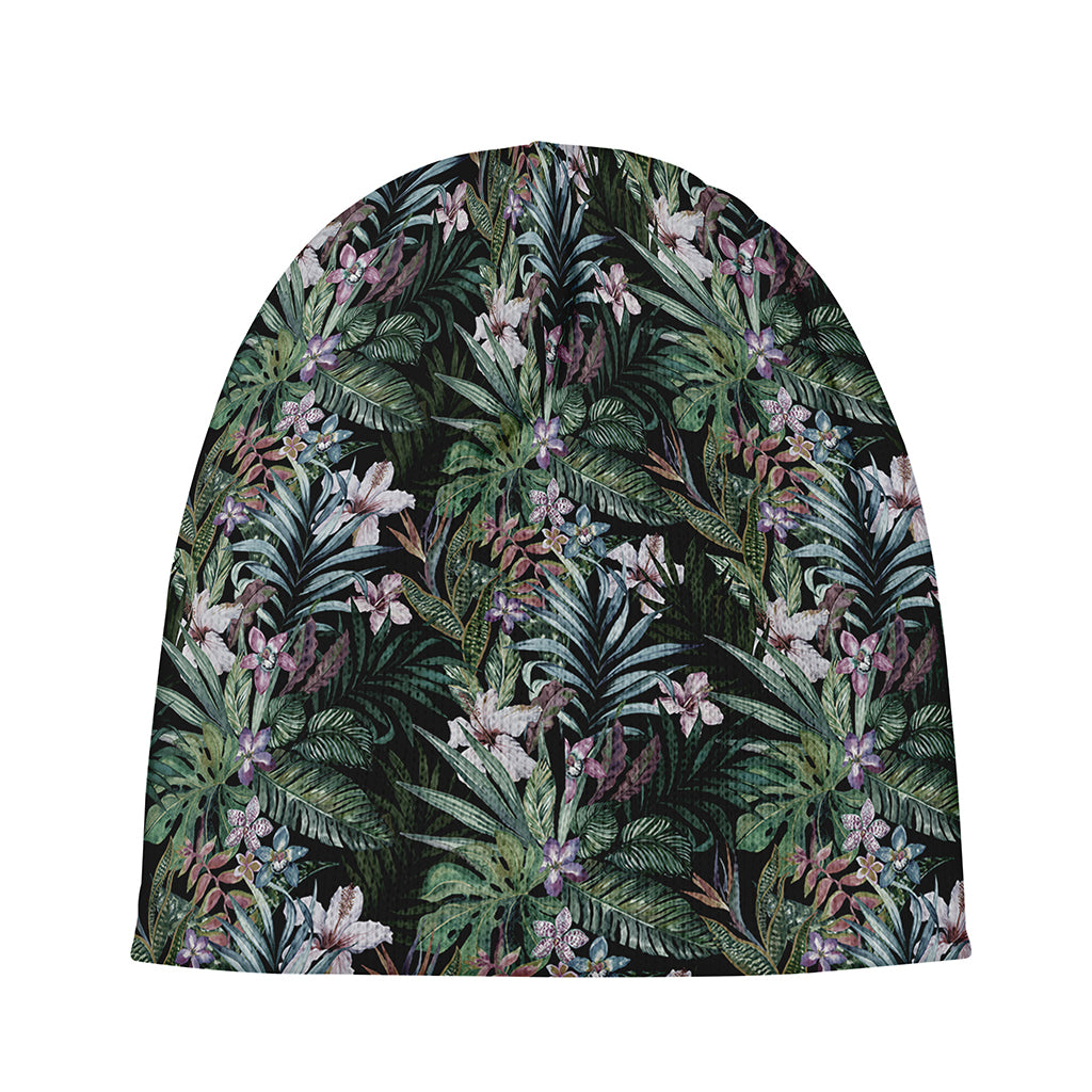 Vintage Tropical Floral Print Beanie