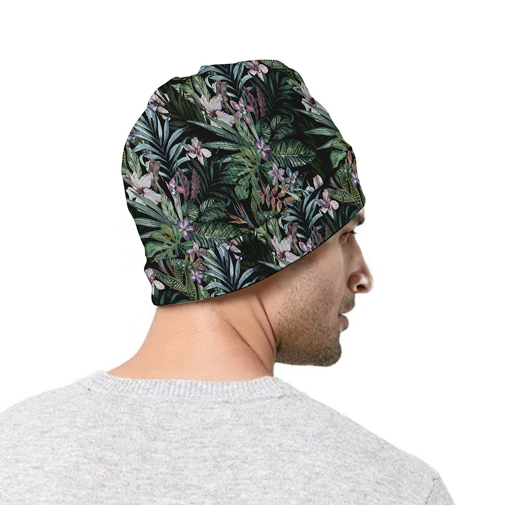 Vintage Tropical Floral Print Beanie