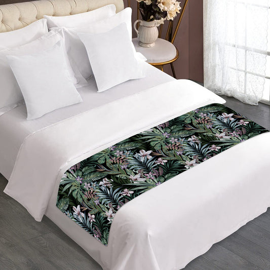 Vintage Tropical Floral Print Bed Runner