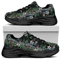 Vintage Tropical Floral Print Black Chunky Shoes